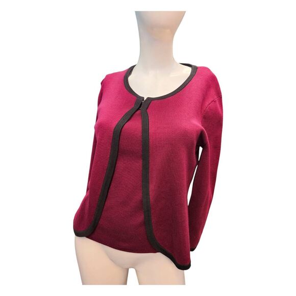 Geoffrey Beene Red Silk Blend Sweater Set Size Medium - Picture 2 of 6